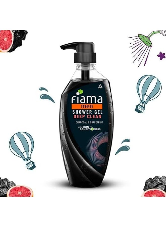 Fiama Men Body Wash Shower Gel Deep Clean, 500ml, Body Wash for Men with Goodness of Charcoal & Grapefruit for Fresh & Bright Skin - Image 4
